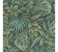 33304 - Eden Jungle Leaves Green black Galerie Wallpaper