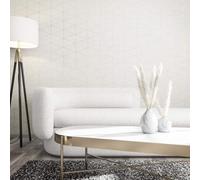 Non-woven wallpaper wood look tiles motif graphic white cream 33356 (6,03£/1qm)