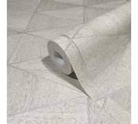 Non-woven wallpaper wood look tiles motif graphic grey beige 33357 (6,03£/1qm)