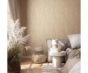 33376 Woods and Wicker Herringbone Wood Beige Galerie Wallpaper