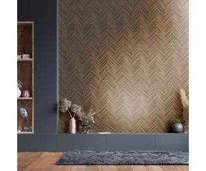 33377 Woods and Wicker Herringbone Wood Bronze Brown Galerie Wallpaper