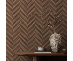 33378 Woods and Wicker Herringbone Wood Bronze Brown Galerie Wallpaper
