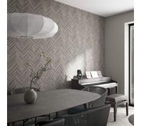 33380 Woods and Wicker Herringbone Wood Silver Grey Galerie Wallpaper