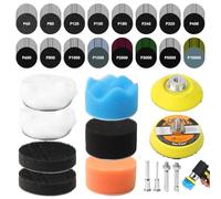 333PCS 50mm Polishing Pads for Drill, Sanding Discs and Polishing Buffing Pads Kit, Drill Polisher Attachment, 60-10000 Grit Wet and Dry Sandpaper for Alloy Wheel Repair, Car, Jewelry, Wood and Metal