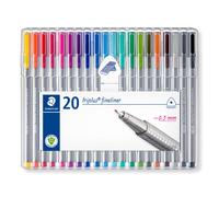 334 SB20 Triplus Fineliner Superfine Pen, 0.3mm Line Width - Assorted Colours (Desktop Box of 20)