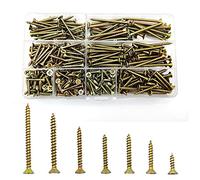 335 Pcs Self Tapping Wood Screw Assortment Kit, Assorted Cross Pan Head Countersunk Zinc-Plated Concrete Screws, Drywall Screws for Door Hinges, Repairs, DIY Project