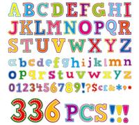 336 PCS Alphabet Combo Set, Large Size Block Letter Uppercase/Lowercase Letters, Numbers & Punctuation, Accents Cutouts for Classroom School Home Room Chalkboard Bulletin Board