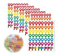 336pcs Colorful Map Location Marker Pointer,Map Location Stickers Self Adhesive Peel and Stick Indicator Labels for Marking Camping Adventure Sites Travel Destinations
