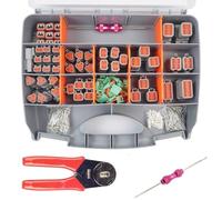 338 pcs DT Deustch Connector Kit,2 3 4 6 8 12 Pin Connectors, Crimping Tool(12-20AWG), DT Connector Removal Tool , Size 16 Solid Terminal Contacts(14-20AWG), Waterproof Automotive Electrical Connector