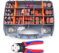 338PC IDC Connector Kit with Crimping Tool for 2/3/4/6/8/12 Pin Electrical Connectors, PA66 Nylon and Tin-Plated Brass Contacts, Compatible with DTM DTP DRB Strike Series