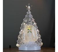 33cm Battery Operated Light up Christmas Tree Water Spinner with The Snowman & LEDs