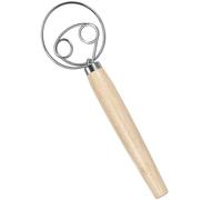 33cm Bread Dough Whisk, Double Eyes Stainless Steel Danish Dough Whisk, Egg Beater with Wooden Handle, Bread Dough Mixer Accessories Tool for Kitchen