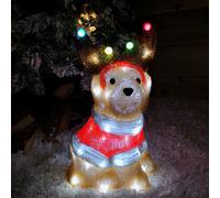 33cm Festive Acrylic Lit Dog Outdoor Christmas Decoration with 40 LED Samuel Alexander Brown One Size