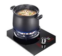 33CM Gas Cooktop Countertop Stove, 5.2KW 9 Chamber High Flame, Black Tempered Glass Cast Iron Pot Support, With Flameout Protection, Timer, Free Standing Stove (Size : LPG)