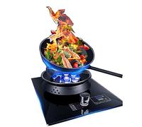 33cm Gas Stove 1 Burner, 5.2KW 9 Cavity High Fire, 180 Minutes Timer With Flameout Protection, Black Glass Freestanding Stove Camping Outdoor(NG)