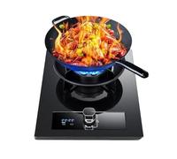 33CM Gas Stove 5.2KW 9 Cavity High Fire 99 Minute Timer, Cast Iron Pot Holder With Flameout Protection, Black Glass Freestanding Stove Camping Outdoor(LPG)
