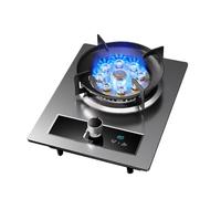 33cm gas stove, 7.2KW nine-hole direct injection concentrated fire 180 minutes timer function, silver tempered glass cast iron pot rack with flameout protection(NG)