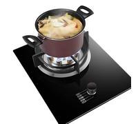 33CM Gas Stove, Single Burner Cast Iron Pot Holder, Suitable For Caravan Black Glass Freestanding Stove Camping Outdoor 7.0kW(NG)