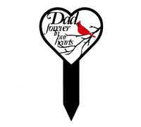 33CM Large Metal Dad Grave Decorations Sign for Cemetery Memorial Plaque "Dad forever in our hearts" Remembrance Gifts for Loss of Dad Plaque for Father Graveside Graveyard Outdoor Heart Shape Decor