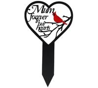 33CM Large Metal Mum Grave Decorations Sign Cemetery Memorial Plaque "Mum forever in our hearts" Remembrance Gifts for Loss of Mum Plaque for Mother Graveside Graveyard Outdoor Heart Shape Decor