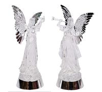 33cm LED Light Up Angel Figure - Batter Operated Swirling Glitter Water Spinner Snowglobe - Acrylic Tabletop Ornament Christmas Home Decorations