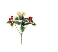 33cm Red Berry Bunch with Cones Long Lasting Fabric(390)