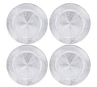33cm Reusable Plastic Christmas Charger Plates (Silver - Blast, 4)