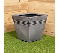 Samuel Alexander Milano Square Grey Pewter Garden Planter - 33.5cm Tall