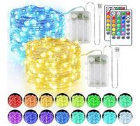33ft 100LED Fairy Lights Battery Operated, 2 Pack 16.5ft 16 Color Changing String Lights with Remote Timer, RGB Waterproof Twinkle Lights for Indoor Outdoor Room Garden Yard Gift Party Christmas Decor