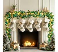 33FT/10M Christmas Garland with 200 LED Lights,Extra Long Green Xmas Garland for Fireplaces Stairs Fence Front Door Gate Porch Arch Mantle,Pre Lit Light Up Artificial Wreath Outdoor Home Decoration