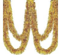 33ft/10m Christmas Tinsel Garland, Muliti-color Metallic Hanging Garland for Christmas Tree, Fireplace, Mantle, Home Party Decoration (Gold)