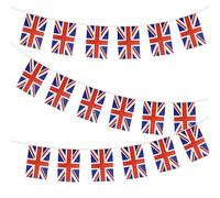 33ft/10m Union Jack Flag Bunting, Koliphy 30 Flags UK Britain Quality Patriotic Fabric Garland Banner England Flag String Bunting for National Day, Sports Events, BBQ, Pubs, Office, Home Party Decor