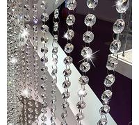 33ft Acrylic Crystal Beads Garland 14mm Chandelier Gem Beads Chain Hanging Crystals Beads Strings for Wedding Party Manzanita Centerpiece Christmas Tree