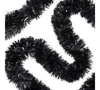 33FT Black Christmas Tinsel Garland Metallic Tinsel Twist Garland Hanging Foil Garland for Halloween Xmas Tree Decoration Wedding Party Supplies