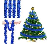 33FT Christmas Tinsel Garland, Shiny Metallic Tinsel Twist Hanging Garland for Staircase, Christmas Tree, New Year Parties, Birthday Party, Parade Floats, Indoor and Outdoor Party Supplies (Blue)