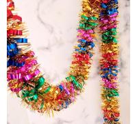 33Ft Christmas Tinsel Garland Shiny Thick Tinsel Decor Xmas Tree Decorations Metallic Twist Foil Garland for Birthday Teachers' Day Thanksgiving Day Indoor Outdoor Party Supplies - Colourful 2