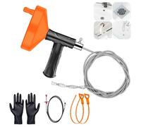 33FT Drain Snake Auger, Plumbing Snake Drain Clog Remover Tool, Heavy Duty Hair Clog Remover for Bathroom Sink, Kitchen Sink, Bathtub, Shower Drain, Flexible Drain Cleaner Tool, Orange