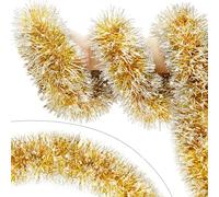 33FT Gold Tinsel Christmas Garland Metallic Twist Shiny Garland for Christmas Tree Decorations, Xmas Holiday Hanging Garland for Home Indoor Outdoor Party Supplies Decor (Gold)