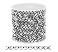 33FT Stainless Steel Rolo Chain for Jewelry Making 3.5MM Stainless Steel O Link Chains Roll for DIY Crafts Jewelry Making