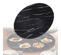 33in Black Marble Turntable Rotating Serving Tray for Kitchen & Dining Table Smooth Spin 85cm Round Plate Elegant Marble Texture Perfect for Entertaining
