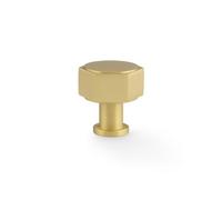 33mm Satin Brass Hexagon Cabinet Knob Gold Kitchen Cupboard Door Drawer Pull Handle Wardrobe Furniture Replacement