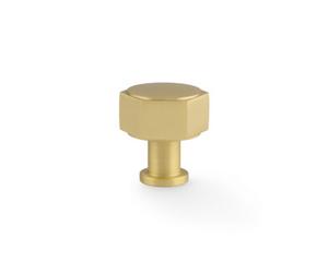 33mm Satin Brass Hexagon Cabinet Knob Gold Kitchen Cupboard Door Drawer Pull Handle Wardrobe Furniture Replacement