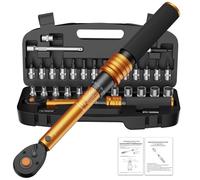 33PCS 1/4 Torque Wrench Set 3-25 Nm, Small Torque Wrench Bike, Dual-Direction 72 Teeth, ±3% Accuracy, with Extension Bar, Socket Bits (Hex & Torx & Philip), for Mountain Bike, Bicycle Repair