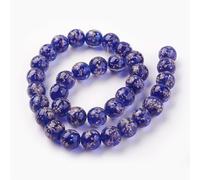 33pcs 12mm Luminous Round Glass Beads Handmade Gold Sand Lampwork Beads Strands Glow in The Dark for DIY Beading Craft Suplies Bracelet Necklace Jewelry Making Hole: 1.4mm Green Midnight Blue