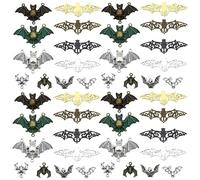 33pcs Alloy Ancient Silvery Ancient Blue Ancient Golden Halloween Series Bat Set Pendant Jewelry Making DIY Keychain Earrings Pendant Various Design Charms for Jewelry Making Bracelets Necklace (M32)
