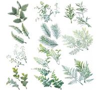 33Pcs Artificial Greenery Foliage,Fake Leaves Set with 11 Varieties,Durable Reusable Fake Foliage,Green Leaves Decoration,Realistic Artificial Leaves for Bouquets Wedding & Party Decor DIY Garland