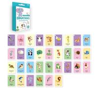33Pcs Bilingual Flashcards With Indonesian And English Animal Words For Kids Language Development And Education Language Learning Toy