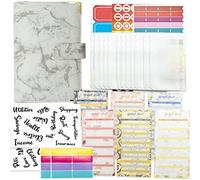 33Pcs Budget Binder Set,Budget Binder Money Saving Wallet, PU Leather Ring Binder Notebook with Clear Envelopes, Budget Sheets, Ruler, Label Stickers and Letter Sticker Labels