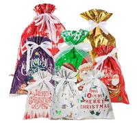 33Pcs Gift Bags for Christmas, Multipack Assorted Sizes Xmas Gift Wrapping Drawstring Bags, Reusable for Christmas Party Holiday Decoration