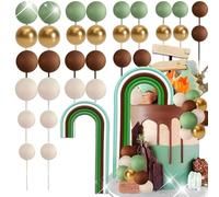 33PCS Green Brown Balls Cake Decorating Green Rainbow Cake Decor